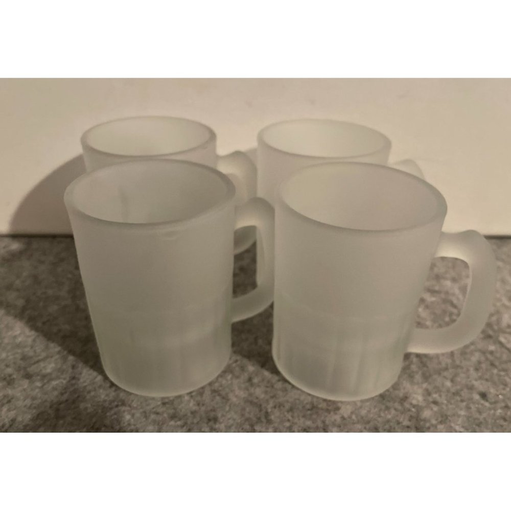 4 Miniature Frosted Beer Mugs  3 1/4 Inches Tall   #1186